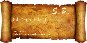 Sárga Pál névjegykártya